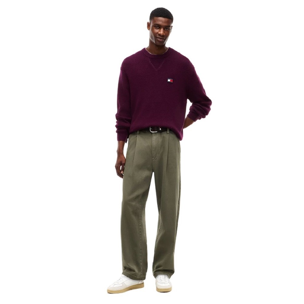 TOMMY JEANS REG WOOL MIX SWEATER ΜΠΛΟΥΖΑ ΠΛΕΚΤΗ ΑΝΔΡΙΚΗ BERRY
