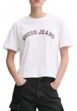 GUESS JEANS SS CN BOXY COLLEGIATE TEE ΜΠΛΟΥΖΑ ΓΥΝΑΙΚΕΙΑ WHITE