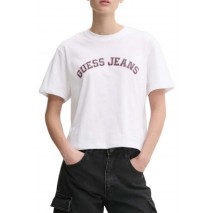 GUESS JEANS SS CN BOXY COLLEGIATE TEE ΜΠΛΟΥΖΑ ΓΥΝΑΙΚΕΙΑ WHITE
