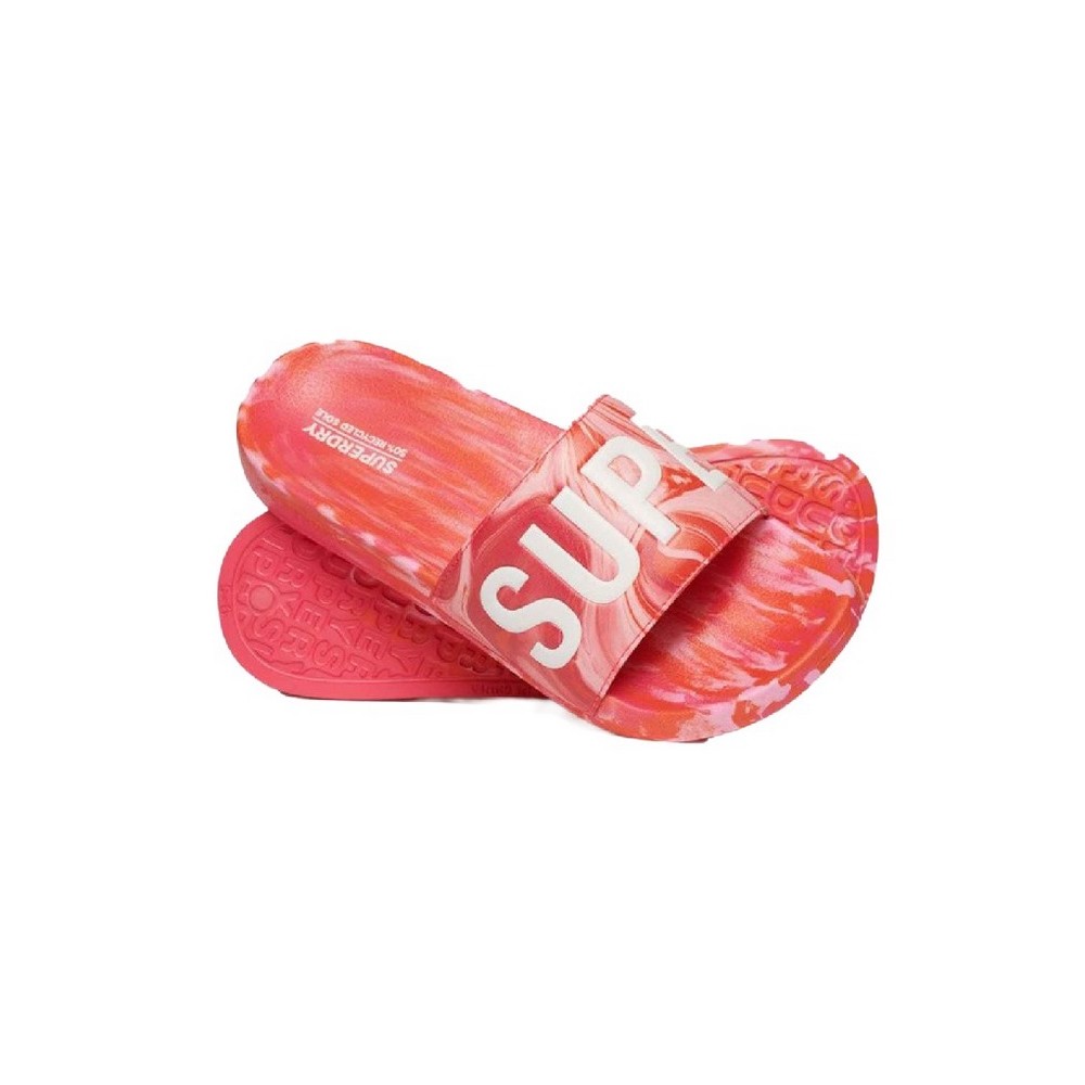 SUPERDRY MARBLE VEGAN POOL SLIDE ΠΑΝΤΟΦΛΑ ΓΥΝΑΙΚΕΙΟ PINK