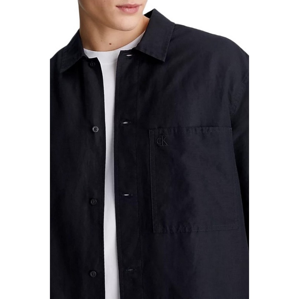 CALVIN KLEIN JEANS LINEN SHIRT ΠΟΥΚΑΜΙΣΟ ΓΥΝΑΙΚΕΙΟ BLACK