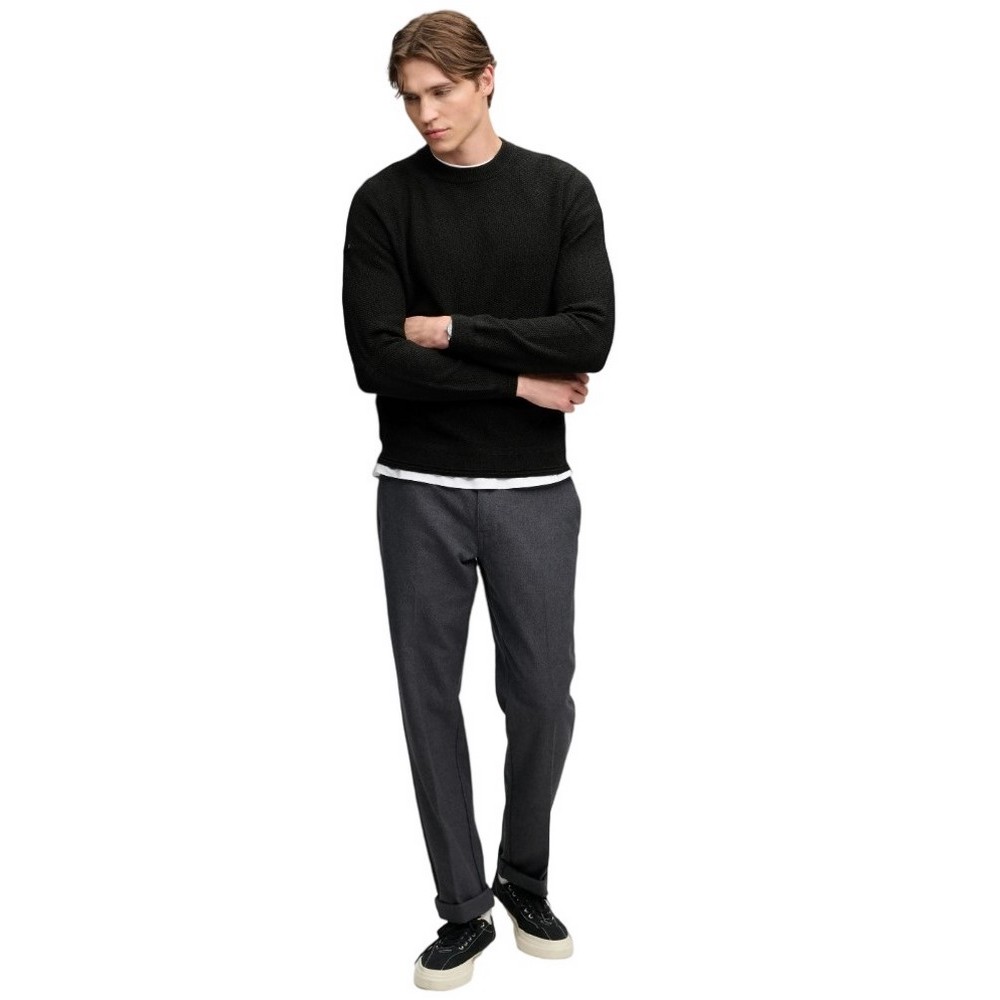 SUPERDRY TEXTURE KNIT SWEATER ΜΠΛΟΥΖΑ ΠΛΕΚΤΗ ΑΝΔΡΙΚΗ BLACK