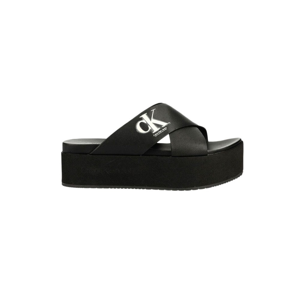CALVIN KLEIN JEANS FLATFORM CRISSX LTH ΠΑΝΤΟΦΛΑ ΓΥΝΑΙΚΕΙΑ BLACK