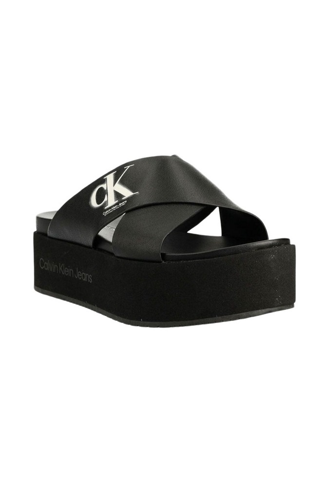 CALVIN KLEIN JEANS FLATFORM CRISSX LTH ΠΑΝΤΟΦΛΑ ΓΥΝΑΙΚΕΙΑ BLACK