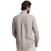 SUPERDRY STUDIOS CASUAL LINEN L/S SHIRT ΠΟΥΚΑΜΙΣΟ ΑΝΔΡΙΚΟ GREY