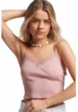 SUPERDRY VINTAGE RIB LACE TRIM CAMI TOP ΜΠΛΟΥΖΑ ΓΥΝΑΙΚΕΙΑ PINK