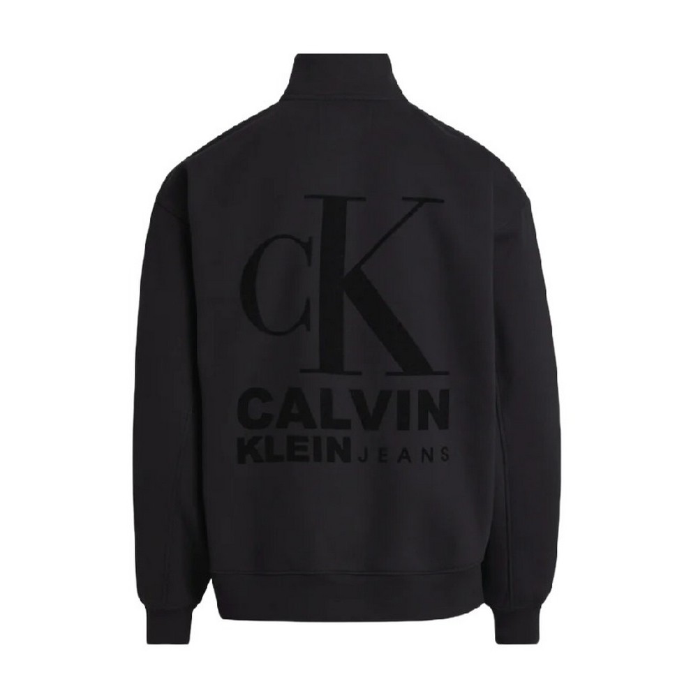 CALVIN KLEIN JEANS 1978 FLOCK LOGO HALF ZIP CK BLACK