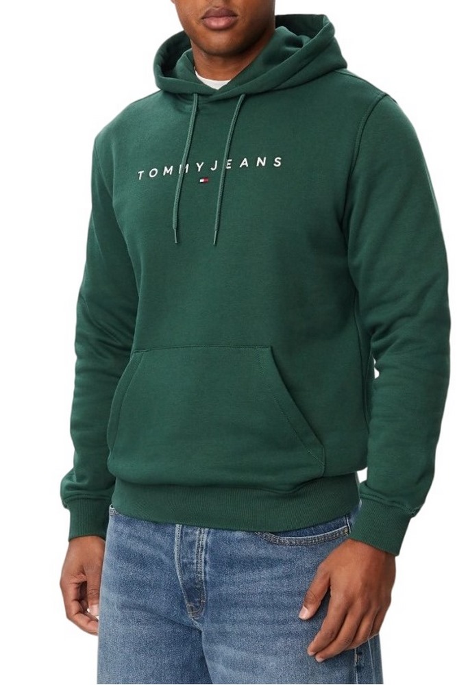 TOMMY JEANS REG LINEAR LOGO HOODIE EXT ΜΠΛΟΥΖΑ ΦΟΥΤΕΡ ΑΝΔΡΙΚΗ GREEN