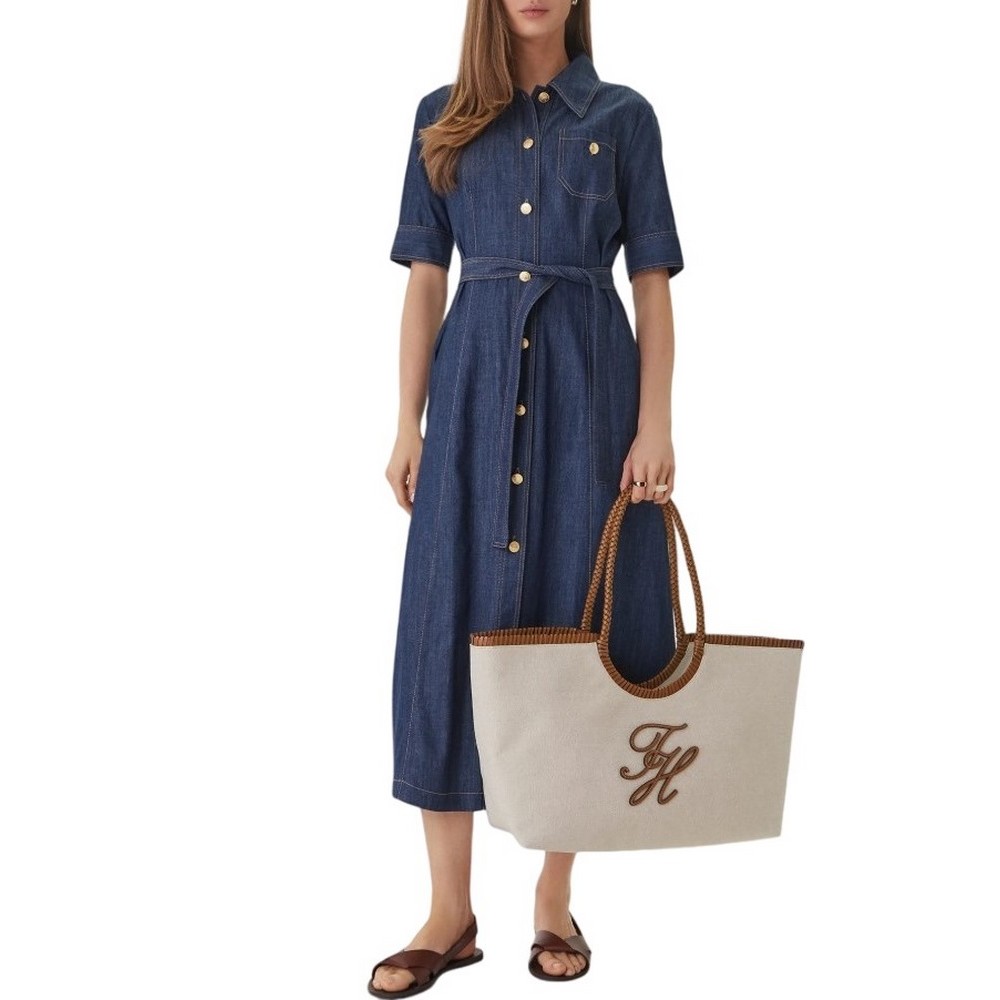 TOMMY HILFIGER ELEV SUMM MAXI TOTE CANVAS ΤΣΑΝΤΑ ΓΥΝΑΙΚΕΙΑ SAND