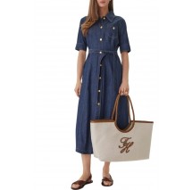 TOMMY HILFIGER ELEV SUMM MAXI TOTE CANVAS ΤΣΑΝΤΑ ΓΥΝΑΙΚΕΙΑ SAND