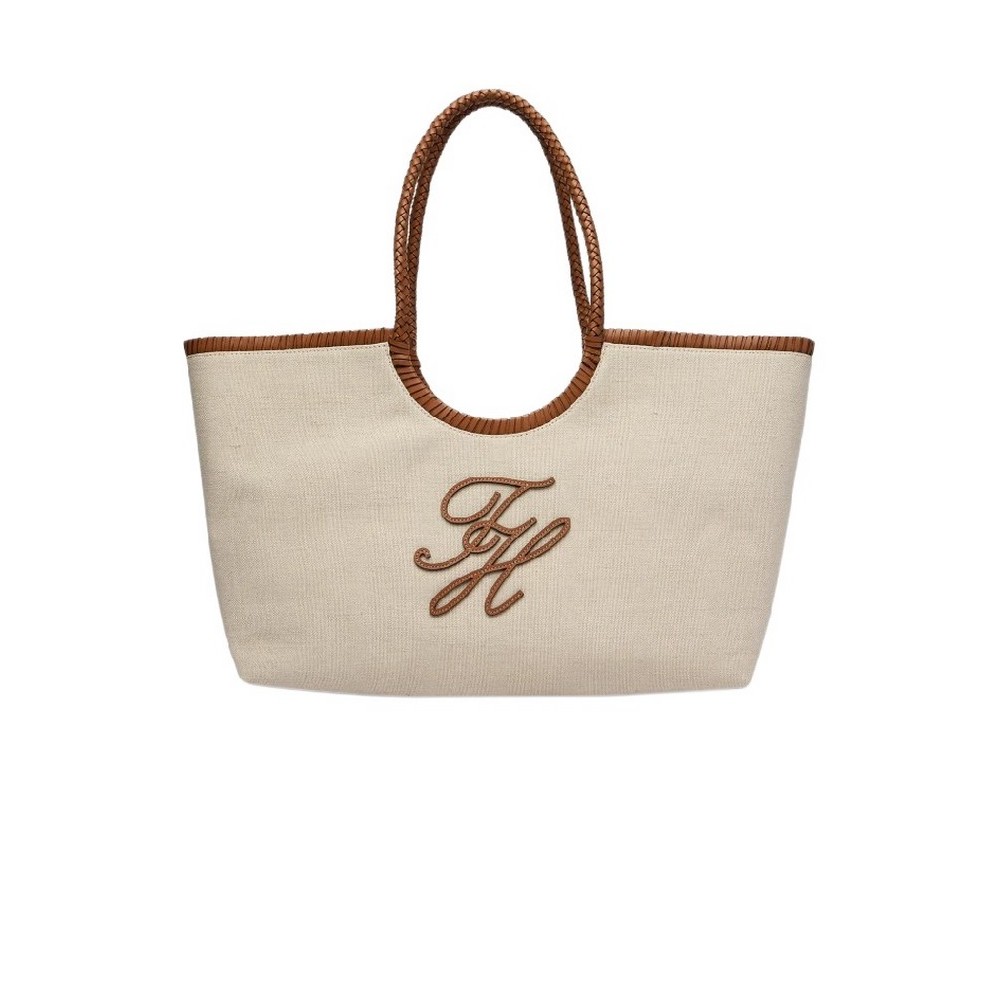 TOMMY HILFIGER ELEV SUMM MAXI TOTE CANVAS ΤΣΑΝΤΑ ΓΥΝΑΙΚΕΙΑ SAND