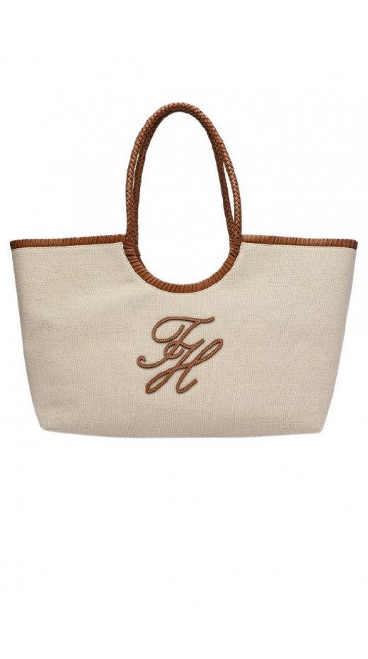 TOMMY HILFIGER ELEV SUMM MAXI TOTE CANVAS ΤΣΑΝΤΑ ΓΥΝΑΙΚΕΙΑ SAND