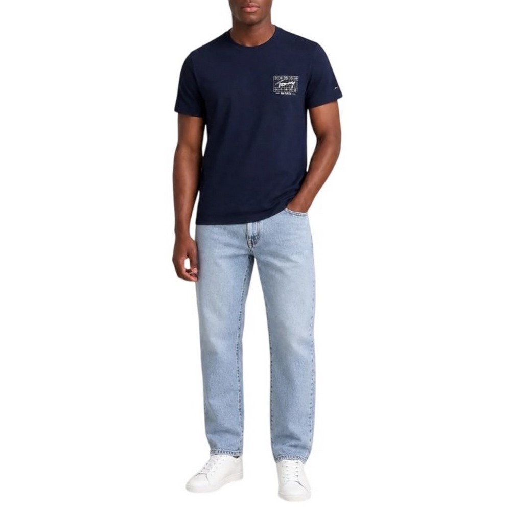TOMMY JEANS REG SIGN FLAG EXT T-SHIRT ΜΠΛΟΥΖΑ ΑΝΔΡΙΚΗ NAVY