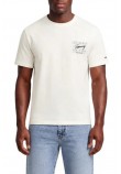TOMMY JEANS REG SIGN FLAG EXT T-SHIRT ΜΠΛΟΥΖΑ ΑΝΔΡΙΚΗ ECRU