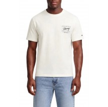 TOMMY JEANS REG SIGN FLAG EXT T-SHIRT ΜΠΛΟΥΖΑ ΑΝΔΡΙΚΗ ECRU