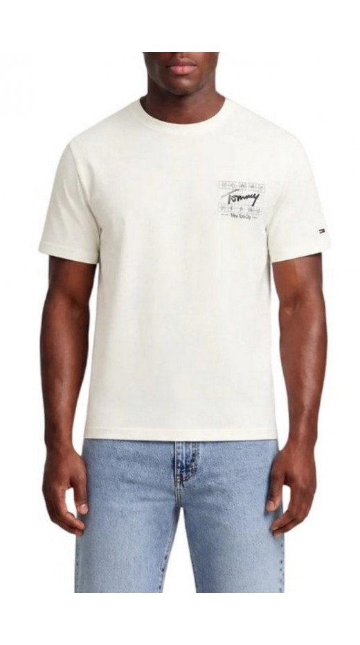 TOMMY JEANS REG SIGN FLAG EXT T-SHIRT ΜΠΛΟΥΖΑ ΑΝΔΡΙΚΗ ECRU