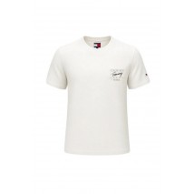 TOMMY JEANS REG SIGN FLAG EXT T-SHIRT ΜΠΛΟΥΖΑ ΑΝΔΡΙΚΗ ECRU