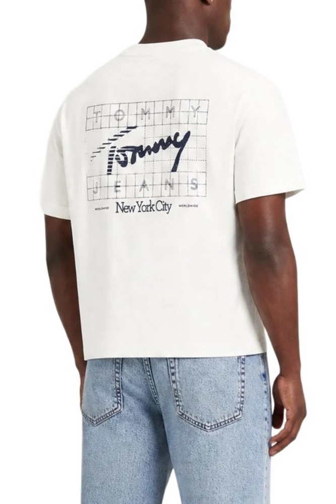 TOMMY JEANS REG SIGN FLAG EXT T-SHIRT ΜΠΛΟΥΖΑ ΑΝΔΡΙΚΗ ECRU