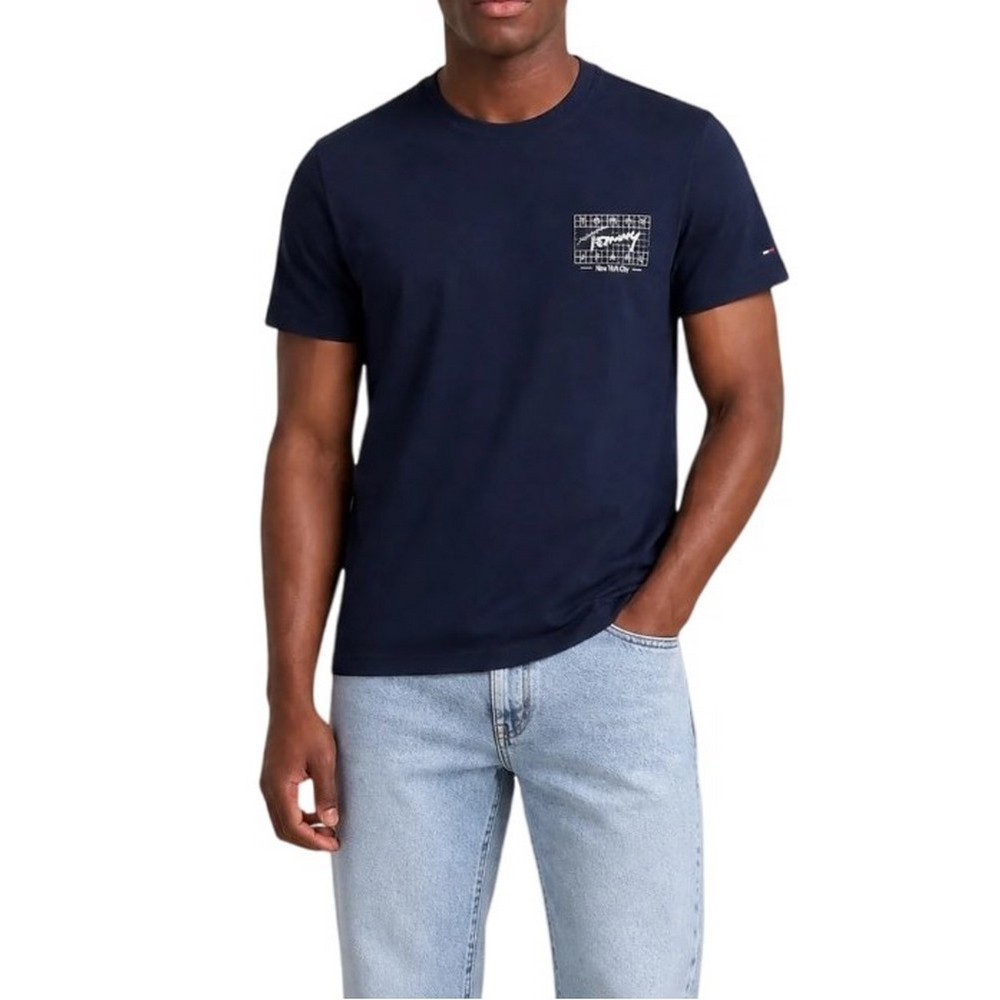 TOMMY JEANS REG SIGN FLAG EXT T-SHIRT ΜΠΛΟΥΖΑ ΑΝΔΡΙΚΗ NAVY