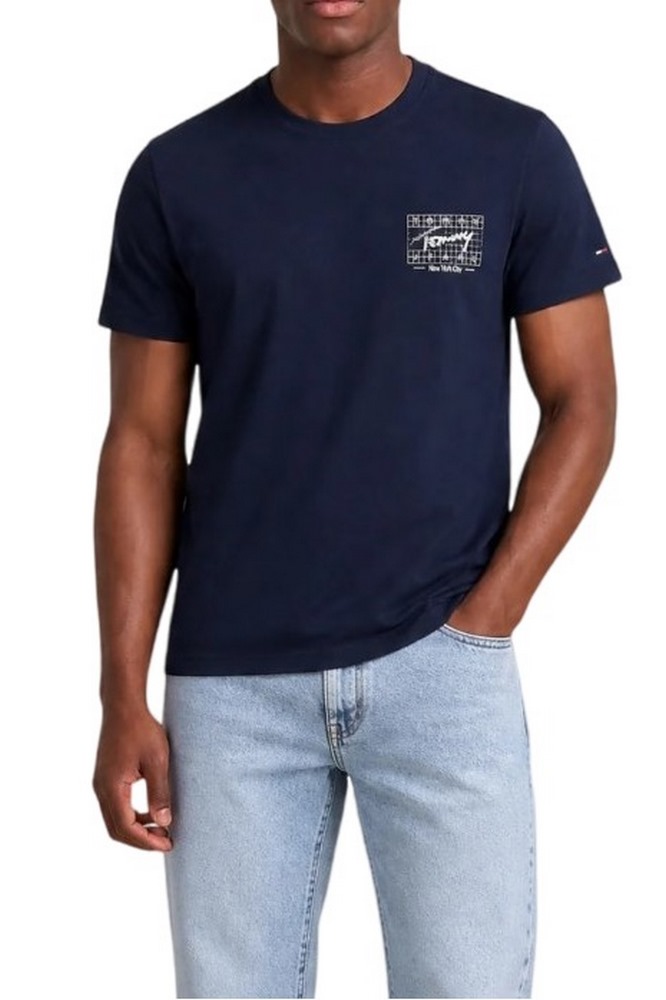 TOMMY JEANS REG SIGN FLAG EXT T-SHIRT ΜΠΛΟΥΖΑ ΑΝΔΡΙΚΗ NAVY