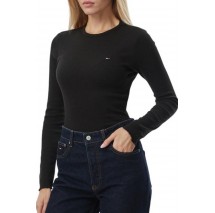 TOMMY JEANS SLIM SH PARTY RIB EXT ΜΠΛΟΥΖΑ ΜΑΚΡΥΜΑΝΙΚΗ ΓΥΝΑΙΚΕΙΑ BLACK