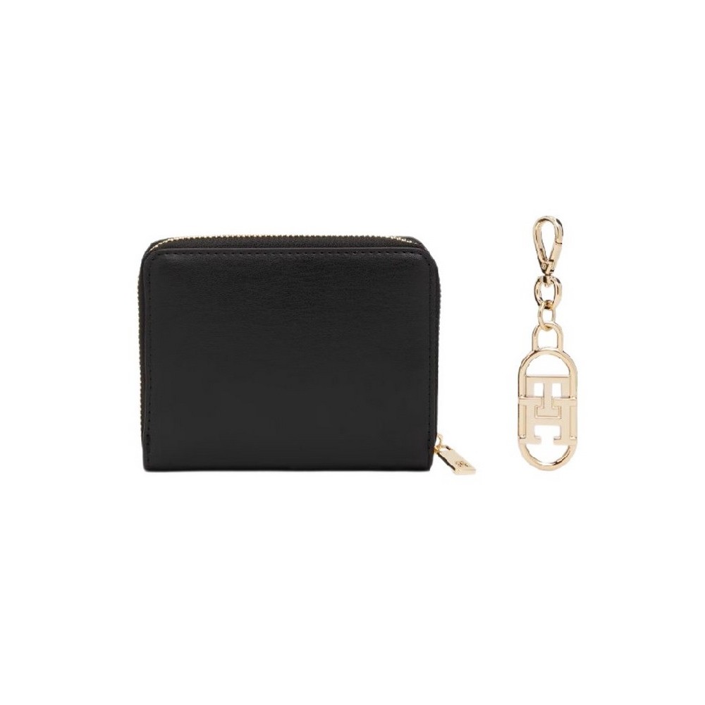 TOMMY HILFIGER MED ZA W/FLAP+CHARM ΠΟΡΤΟΦΟΛΙ ΓΥΝΑΙΚΕΙΟ BLACK