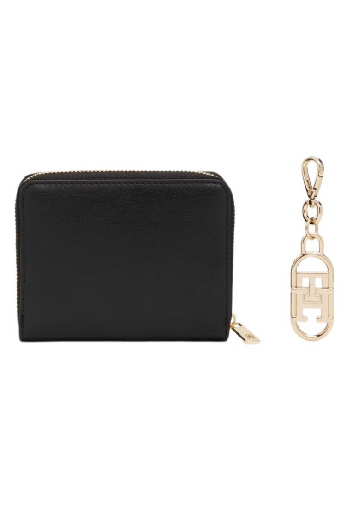 TOMMY HILFIGER MED ZA W/FLAP+CHARM ΠΟΡΤΟΦΟΛΙ ΓΥΝΑΙΚΕΙΟ BLACK