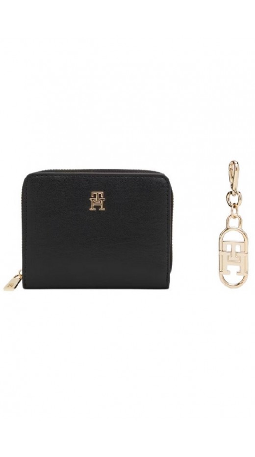 TOMMY HILFIGER MED ZA W/FLAP+CHARM ΠΟΡΤΟΦΟΛΙ ΓΥΝΑΙΚΕΙΟ BLACK