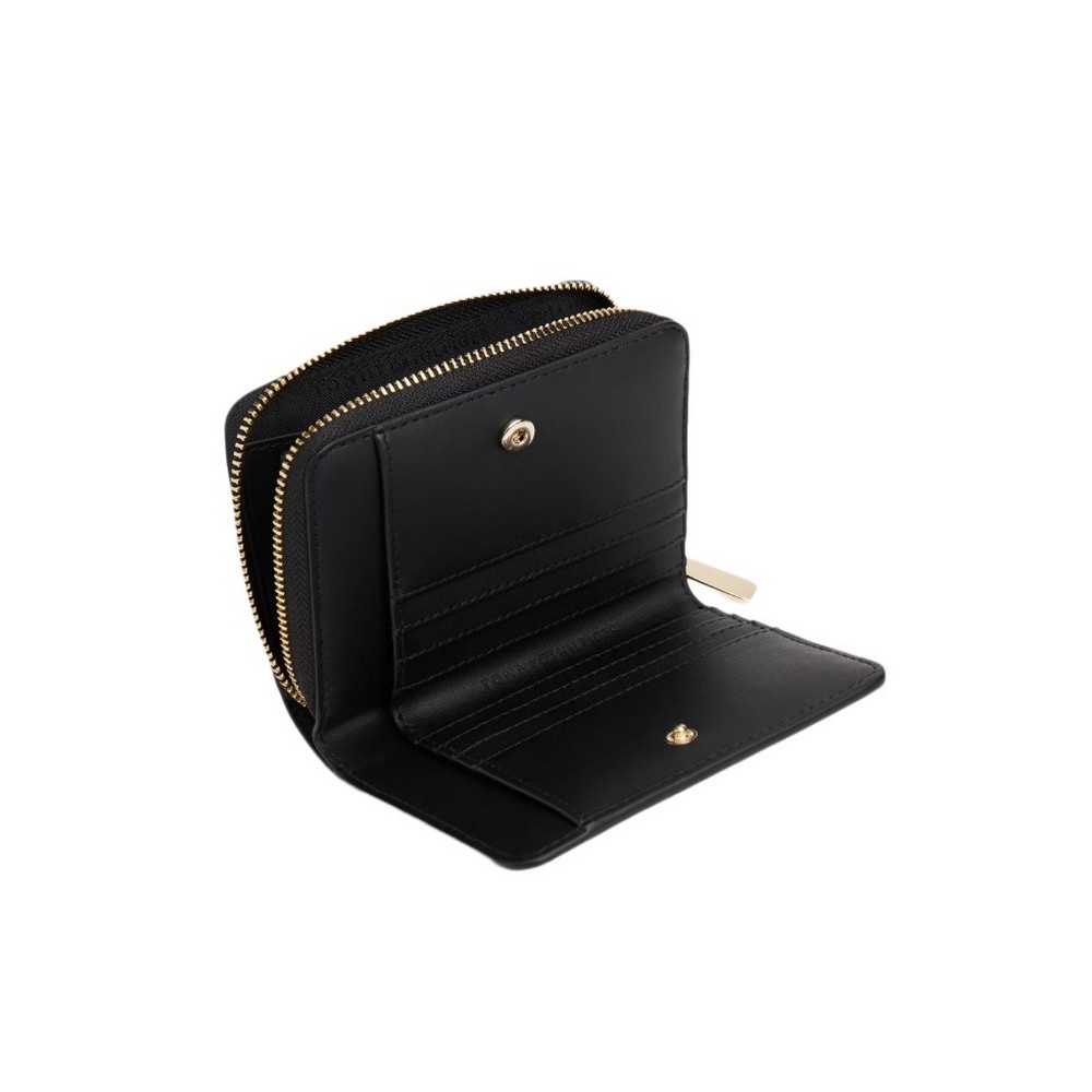 TOMMY HILFIGER MED ZA W/FLAP+CHARM ΠΟΡΤΟΦΟΛΙ ΓΥΝΑΙΚΕΙΟ BLACK