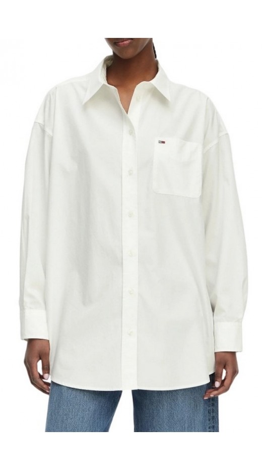 TOMMY JEANS OVS ESSENTIAL SHIRT EXT ΠΟΥΚΑΜΙΣΟ ΓΥΝΑΙΚΕΙΟ ECRU