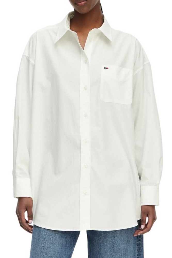 TOMMY JEANS OVS ESSENTIAL SHIRT EXT ΠΟΥΚΑΜΙΣΟ ΓΥΝΑΙΚΕΙΟ ECRU