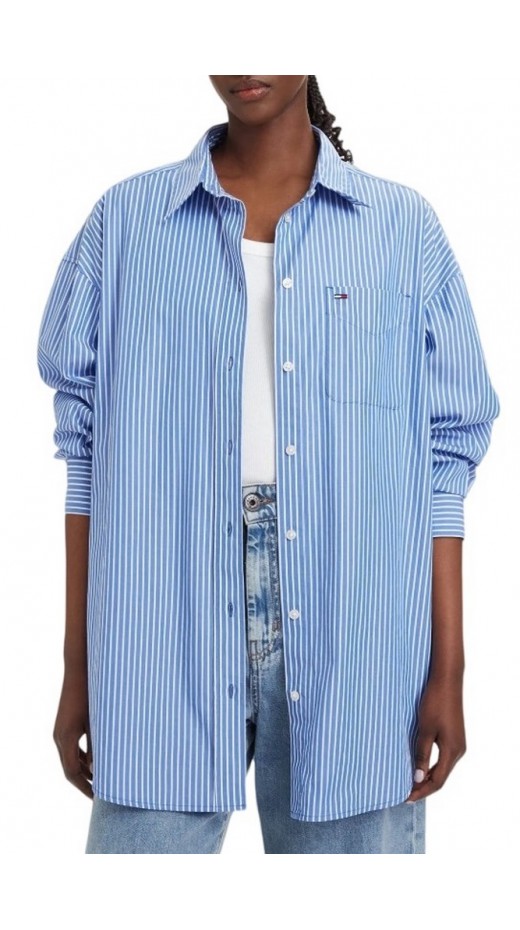 TOMMY JEANS OVS ESSENTIAL SHIRT EXT ΠΟΥΚΑΜΙΣΟ ΓΥΝΑΙΚΕΙΟ BLUE