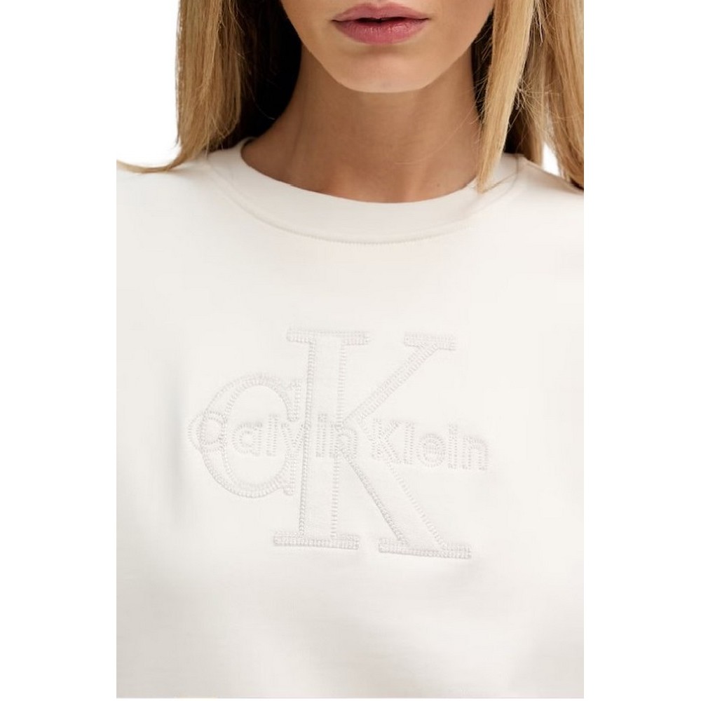 CALVIN KLEIN JEANS LS BABY TERRY SEASONAL MONOLOGO ΜΠΛΟΥΖΑ ΦΟΥΤΕΡ ΓΥΝΑΙΚΕΙΑ OFF WHITE