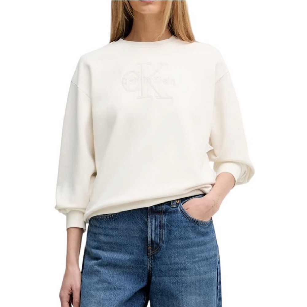 CALVIN KLEIN JEANS LS BABY TERRY SEASONAL MONOLOGO ΜΠΛΟΥΖΑ ΦΟΥΤΕΡ ΓΥΝΑΙΚΕΙΑ OFF WHITE