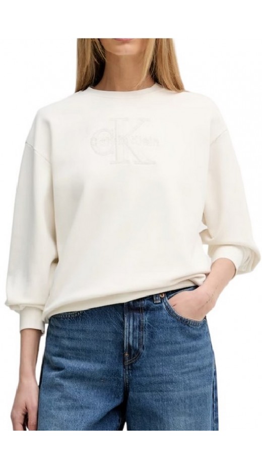 CALVIN KLEIN JEANS LS BABY TERRY SEASONAL MONOLOGO ΜΠΛΟΥΖΑ ΦΟΥΤΕΡ ΓΥΝΑΙΚΕΙΑ OFF WHITE