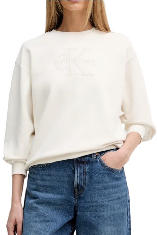 CALVIN KLEIN JEANS LS BABY TERRY SEASONAL MONOLOGO ΜΠΛΟΥΖΑ ΦΟΥΤΕΡ ΓΥΝΑΙΚΕΙΑ OFF WHITE