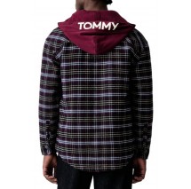 TOMMY JEANS LOGO HOODED OVERSHIRT ΜΠΟΥΦΑΝ ΑΝΔΡΙΚΟ BERRY