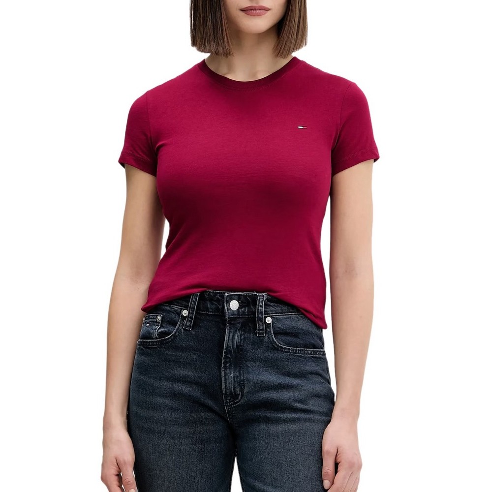 TOMMY JEANS C-NECK TEE T-SHIRT ΜΠΛΟΥΖΑ ΓΥΝΑΙΚΕΙΑ BERRY