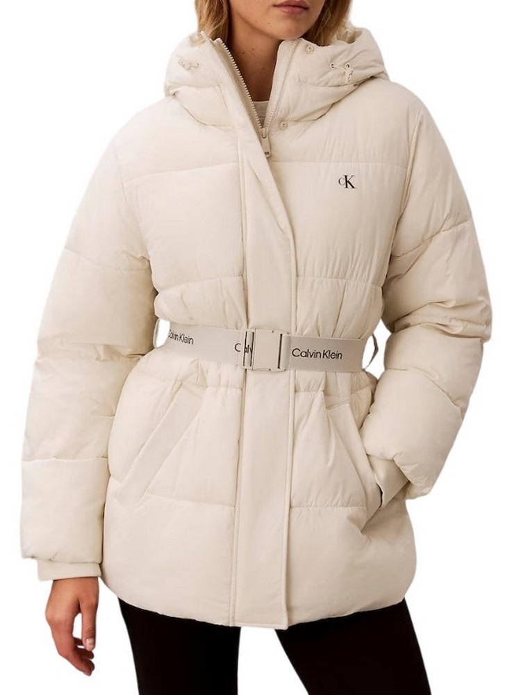 CALVIN KLEIN JEANS BELTED MIDWEIGHT PUFFER ΜΠΟΥΦΑΝ ΓΥΝΑΙΚΕΙΟ ECRU