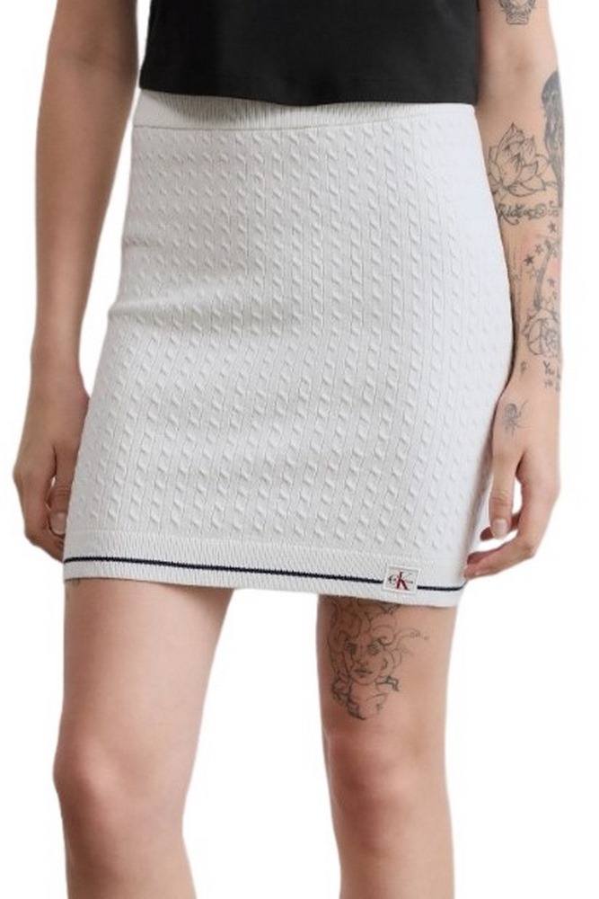 CALVIN KLEIN JEANS MICROCABLE MINI SKIRT ΦΟΥΣΤΑ ΓΥΝΑΙΚΕΙΑ OFF WHITE