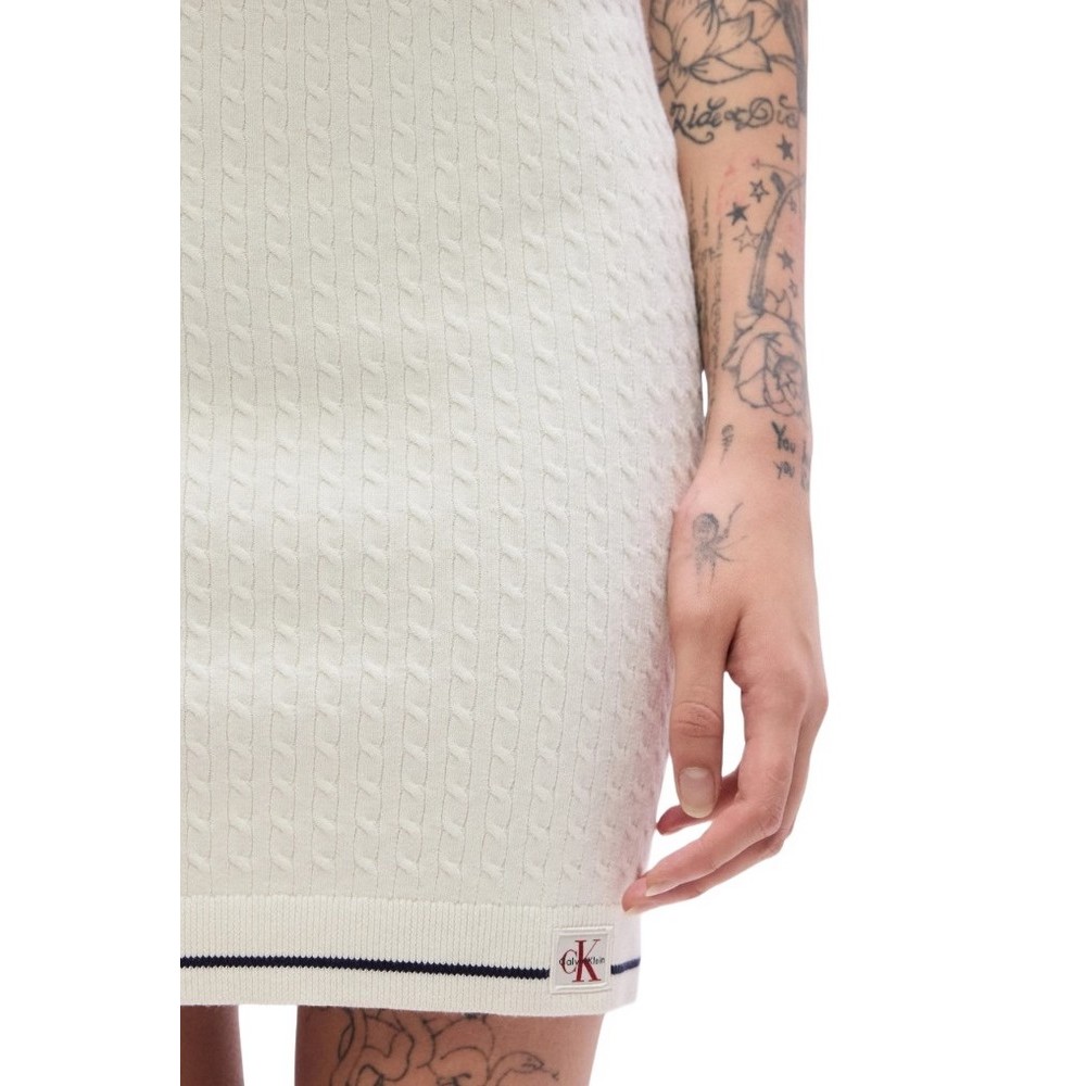 CALVIN KLEIN JEANS MICROCABLE MINI SKIRT ΦΟΥΣΤΑ ΓΥΝΑΙΚΕΙΑ OFF WHITE