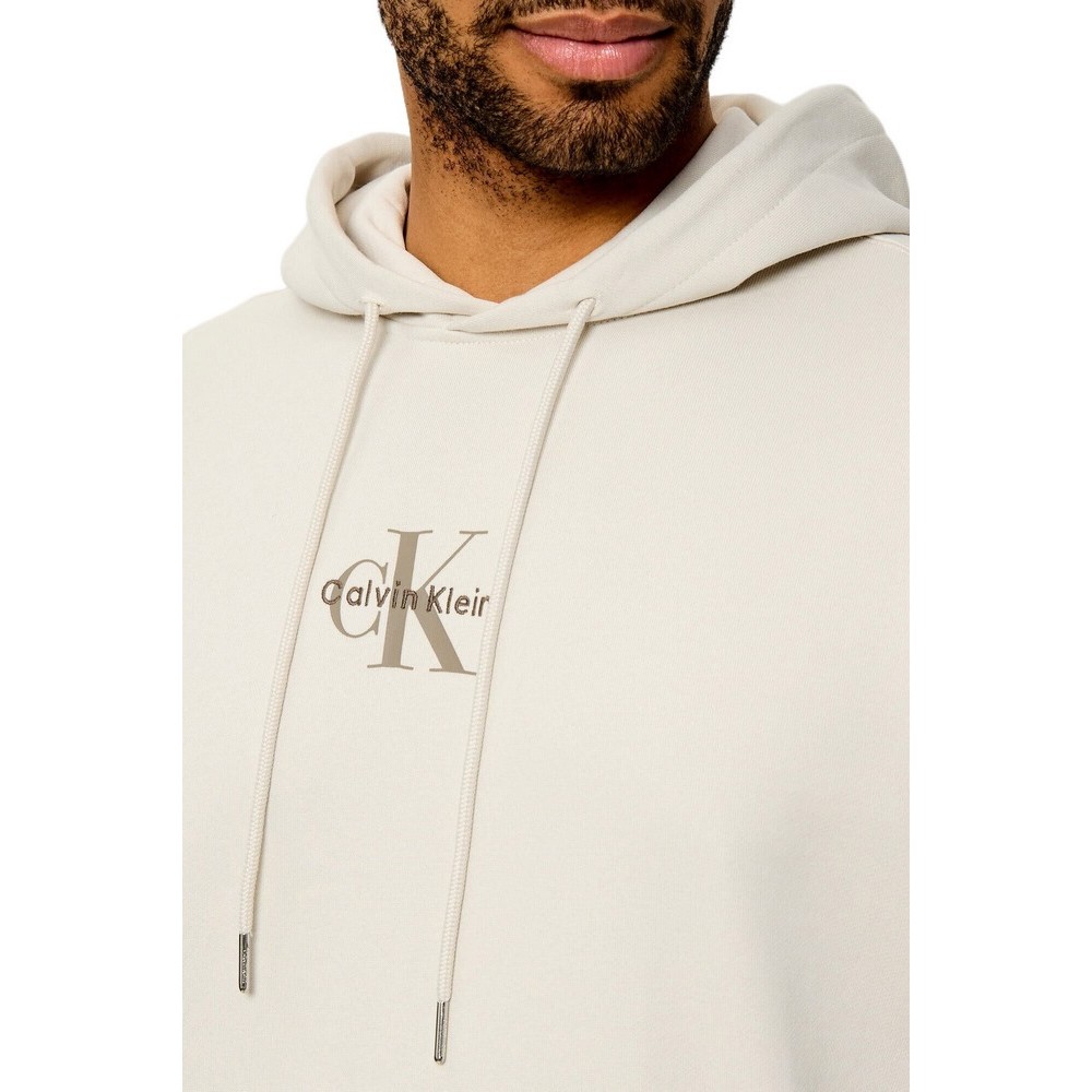 CALVIN KLEIN 350TERRY MICRO MNLG HOODIE ΜΠΛΟΥΖΑ ΦΟΥΤΕΡ ΑΝΔΡΙΚΗ OFF WHITE