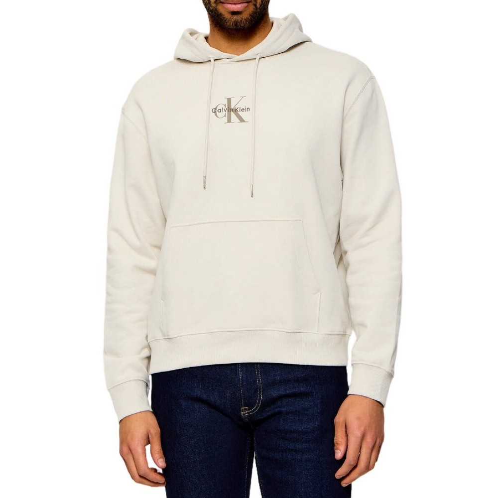 CALVIN KLEIN 350TERRY MICRO MNLG HOODIE ΜΠΛΟΥΖΑ ΦΟΥΤΕΡ ΑΝΔΡΙΚΗ OFF WHITE