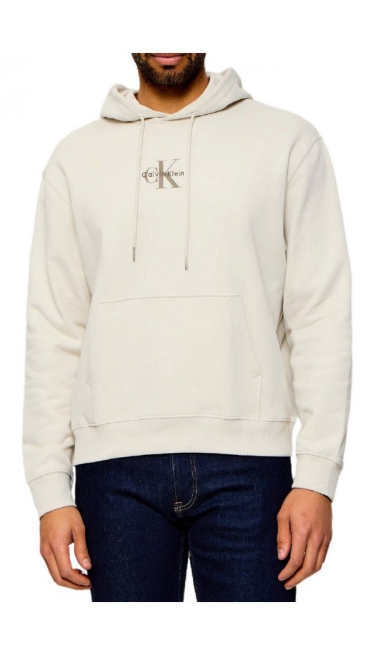 CALVIN KLEIN 350TERRY MICRO MNLG HOODIE ΜΠΛΟΥΖΑ ΦΟΥΤΕΡ ΑΝΔΡΙΚΗ OFF WHITE