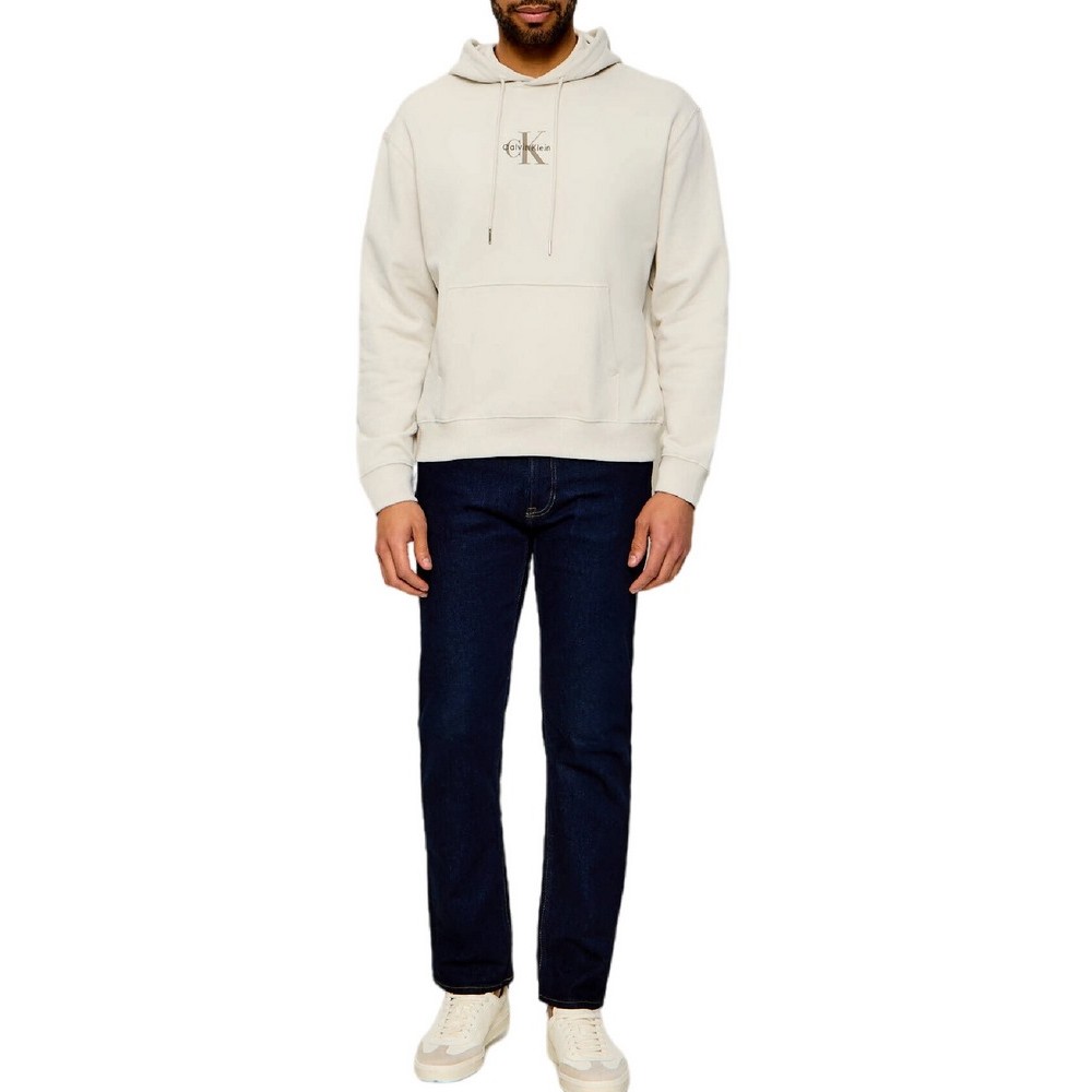 CALVIN KLEIN 350TERRY MICRO MNLG HOODIE ΜΠΛΟΥΖΑ ΦΟΥΤΕΡ ΑΝΔΡΙΚΗ OFF WHITE