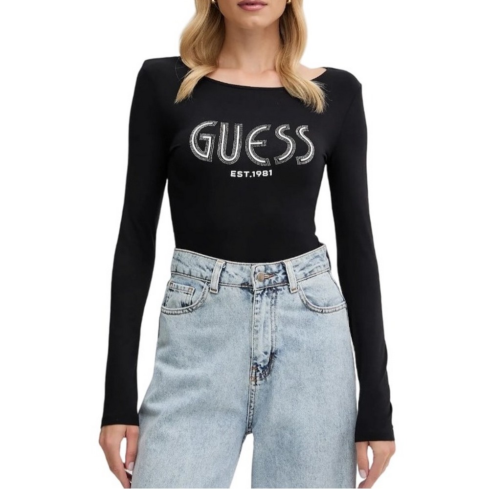 GUESS NEVA HOTFIX LOGO BODY ΚΟΡΜΑΚΙ  ΓΥΝΑΙΚΕΙΟ BLACK