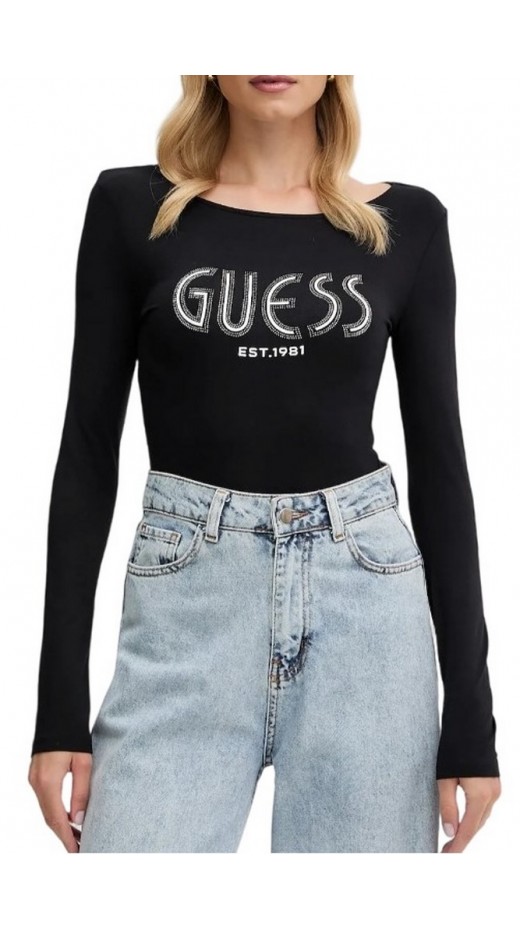 GUESS NEVA HOTFIX LOGO BODY ΚΟΡΜΑΚΙ  ΓΥΝΑΙΚΕΙΟ BLACK