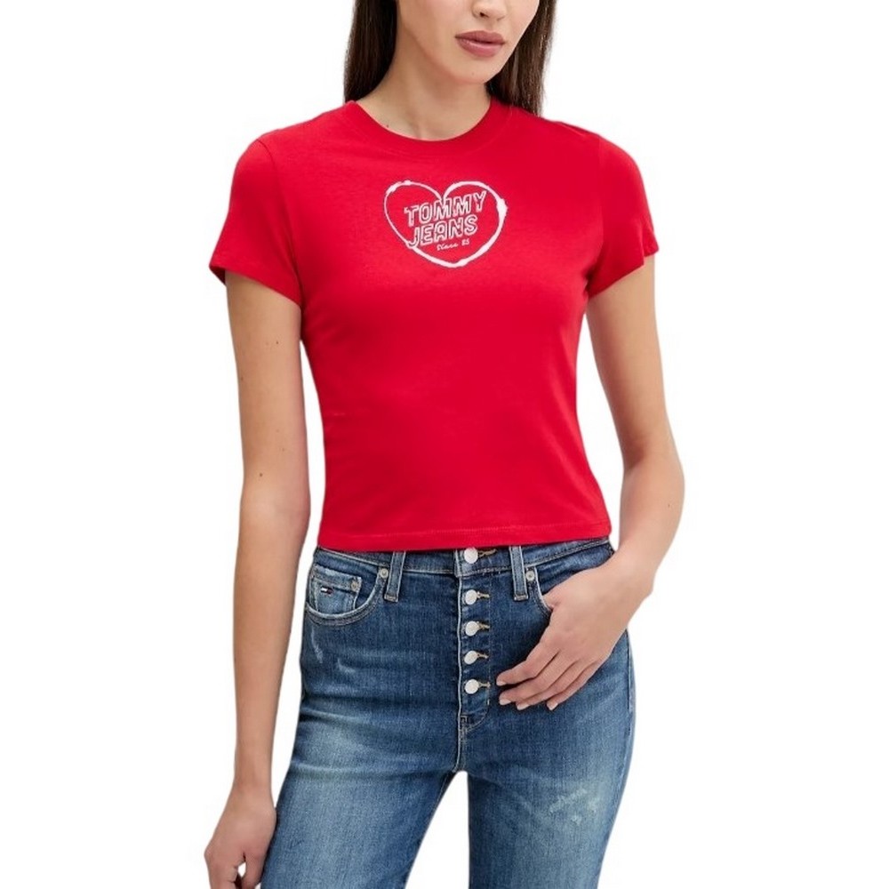 TOMMY JEANS SLIM SH HEART TEE T-SHIRT ΜΠΛΟΥΖΑ ΓΥΝΑΙΚΕΙΑ RED