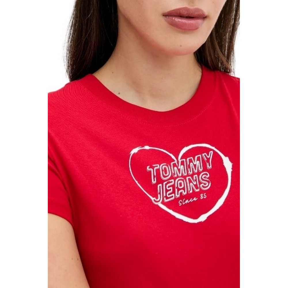 TOMMY JEANS SLIM SH HEART TEE T-SHIRT ΜΠΛΟΥΖΑ ΓΥΝΑΙΚΕΙΑ RED