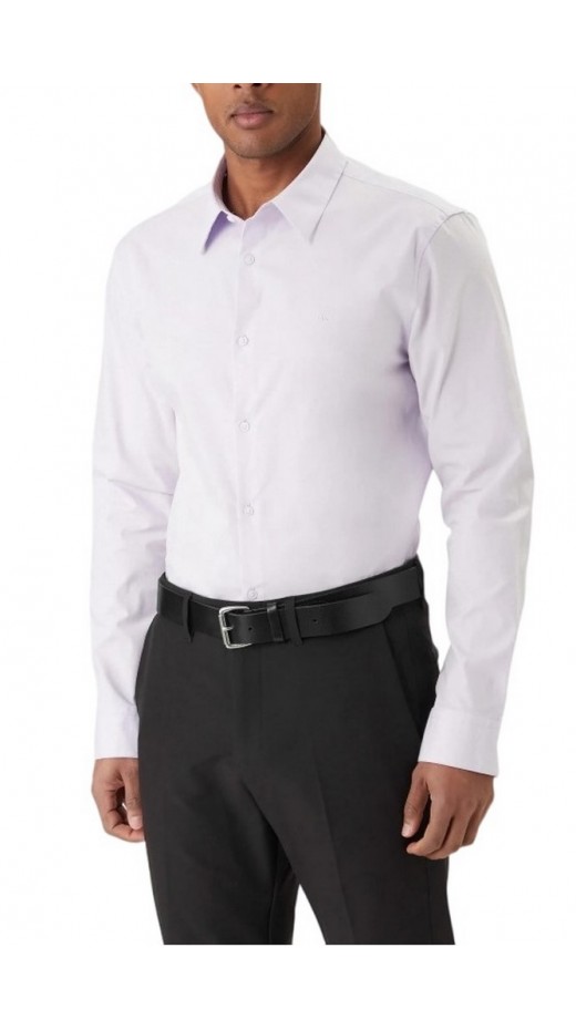 CALVIN KLEIN LS SOLID STRETCH SLIM SHIRT ΠΟΥΚΑΜΙΣΟ ΑΝΔΡΙΚΟ WHITE